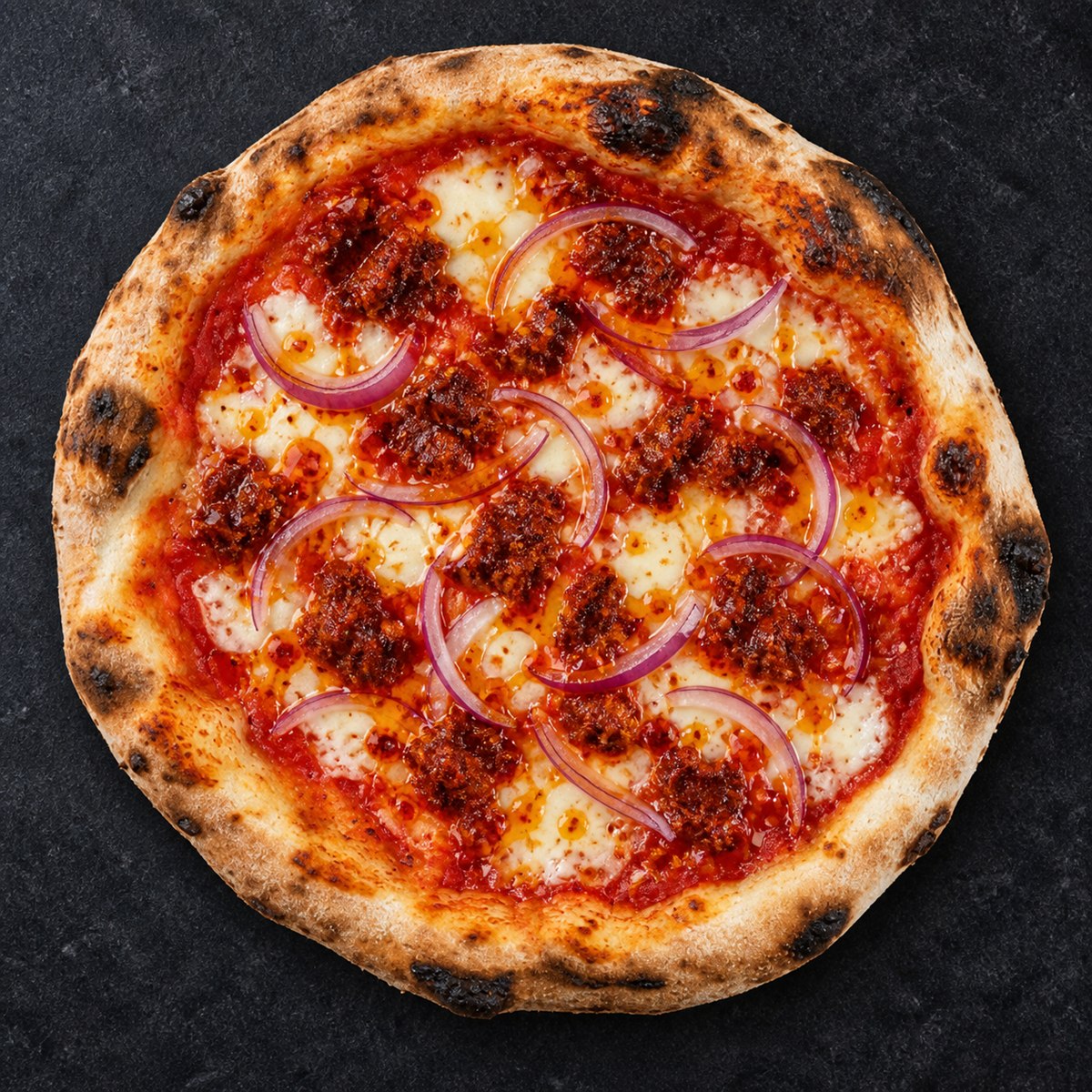 Spicy 'nduja pizza